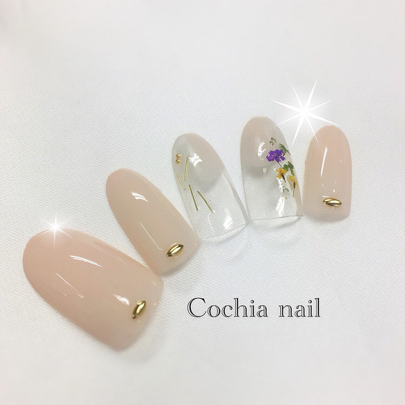 大人気♡押し花ネイル♡ ネイルチップ（つけ爪） Cochia nail