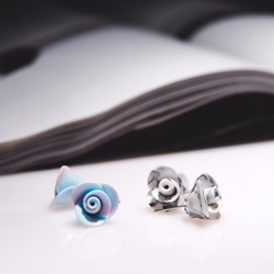 石英粉寧靜藍 玫瑰花渲染耳環 全手工耳環/耳夾 第3張的照片