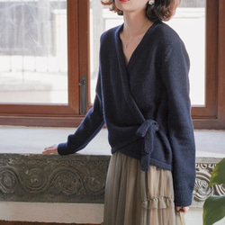日式和風感系帶開衫|外套|兩色|春款|羊毛混紡|Sora-680 第4張的照片