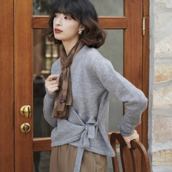 日式和風感系帶開衫|外套|兩色|春款|羊毛混紡|Sora-680 第5張的照片