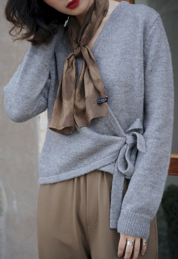 日式和風感系帶開衫|外套|兩色|春款|羊毛混紡|Sora-680 第7張的照片