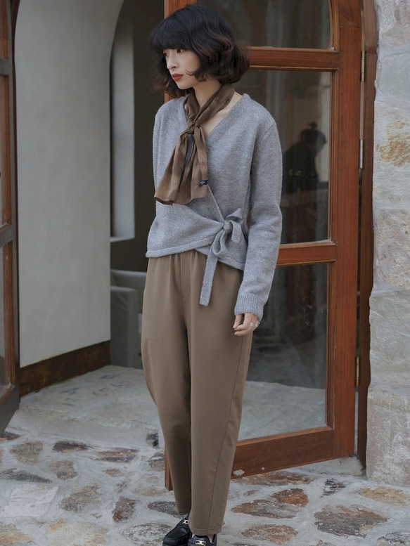 日式和風感系帶開衫|外套|兩色|春款|羊毛混紡|Sora-680 第10張的照片