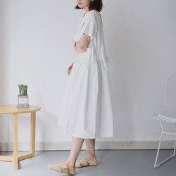 不規則拼接洋裝-白色款|洋裝|日系|棉|獨立品牌|Sora 第2張的照片