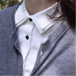 復古白雙層領厚款襯衣|襯衣|日本斜紋棉|獨立品牌|Sora-57 第5張的照片