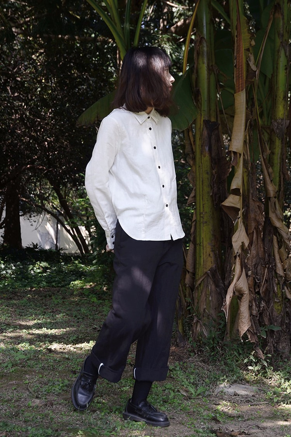 復古白雙層領厚款襯衣|襯衣|日本斜紋棉|獨立品牌|Sora-57 第8張的照片