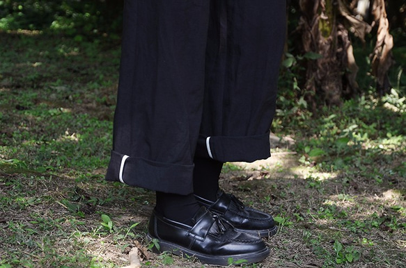 微闊腿卷邊褲|褲子|日本斜紋棉麻混紡|獨立品牌|Sora-58 第10張的照片