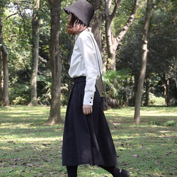 復古壓皺百褶半身裙|裙子|日本平紋棉麻混紡|獨立品牌|Sora-59 第6張的照片