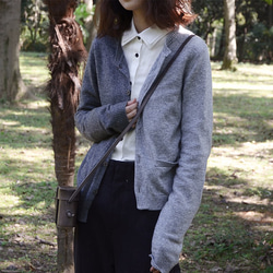 復古不規則羊毛針織開衫-冰川灰|上衣|澳洲美麗諾羊毛|獨立品牌|Sora-60 第2張的照片