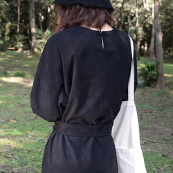 黑色復古雙層厚款洋裝|連衣裙|麂皮絨+人棉|獨立品牌|Sora-62 第6張的照片