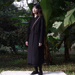 黑色雙面羊絨大衣|大衣|羊毛+羊絨|獨立品牌|Sora-70 第1張的照片