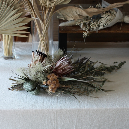 ドライフラワースワッグ】スモークツリー、プロテア、誕生日祝い