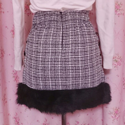 S～Mサイズ美シルエットチェック裾ファースカート 4枚目の画像