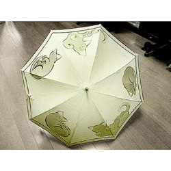 ゴロにゃんこの日傘（きなり色・ドット柄布付き） 2枚目の画像