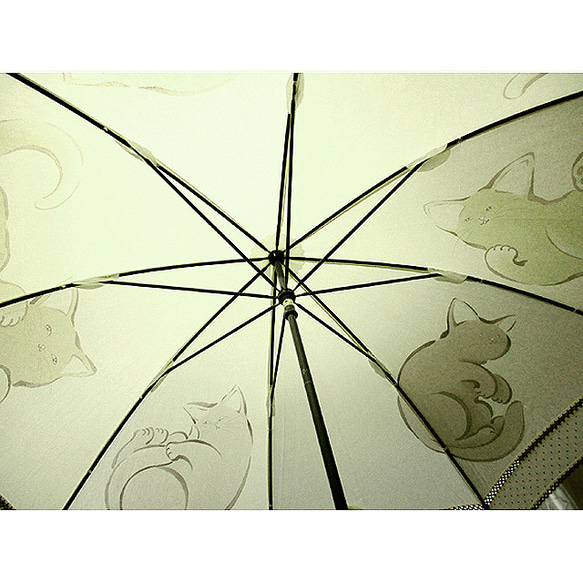 ゴロにゃんこの日傘（きなり色・ドット柄布付き） 8枚目の画像