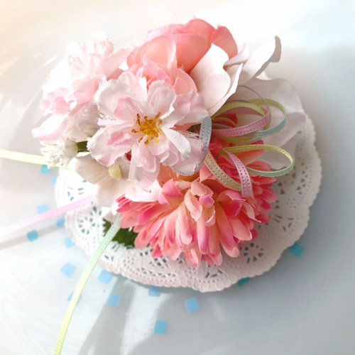 ⚠️専用品⚠️ 春待ち ラナンキュラス と 薔薇 さくらふわり の春色 フルリース No.wreath-15436/桜とラナンキュラスのリース22-(1) 42x60cm