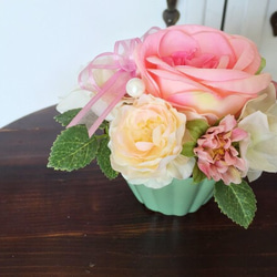 手染め布花 春の歌⓸ 薔薇1枝 玄関・和洋の空間・お部屋のインテリア