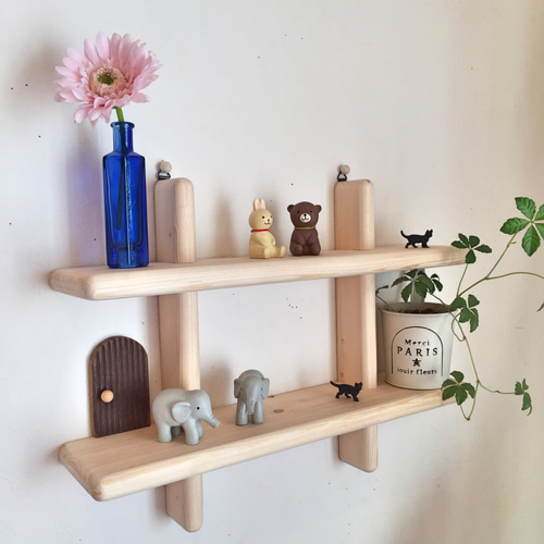 ハンドメイド　木工細工　可動飾り棚 ハンドメイド 木工細工 可動飾り棚