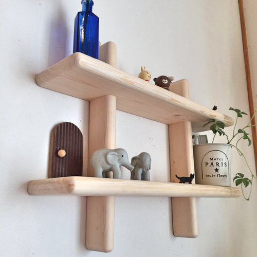 可愛い木製壁掛け飾り棚 《 ナチュラル木工雑貨 》 ウォールラック