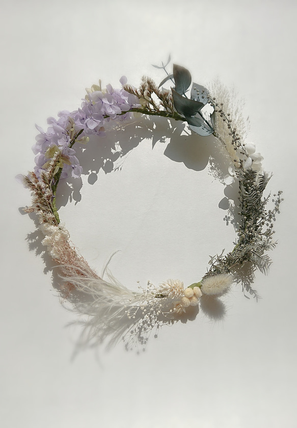 花冠 < ラベンダー&シルバーグリーン > 花嫁花かんむり・ヘッドドレス 4枚目の画像