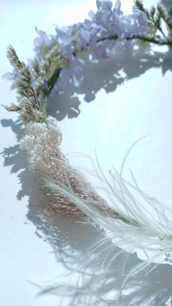 花冠 < ラベンダー&シルバーグリーン > 花嫁花かんむり・ヘッドドレス 6枚目の画像