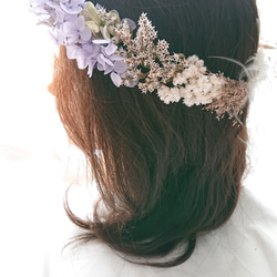 花冠 < ラベンダー&シルバーグリーン > 花嫁花かんむり・ヘッドドレス 7枚目の画像