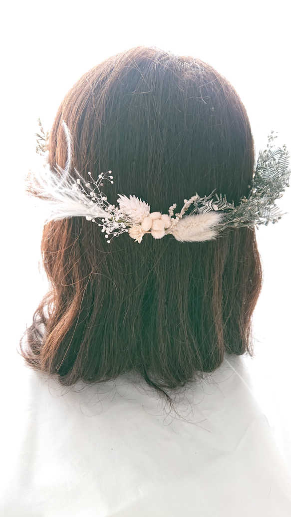 花冠 < ラベンダー&シルバーグリーン > 花嫁花かんむり・ヘッドドレス 8枚目の画像