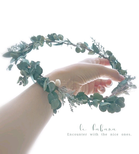 草冠 < ユーカリ & 小葉ユーカリ > 花嫁ヘッドドレス・ヘッドパーツ 