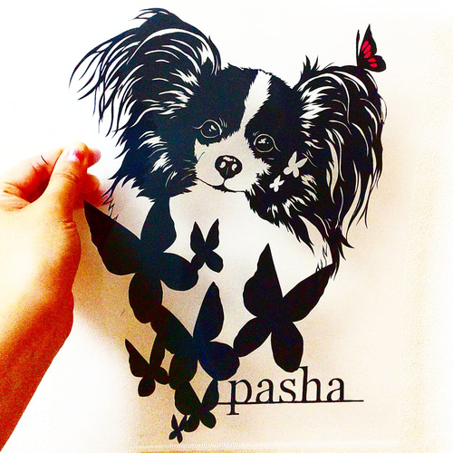 【オーダーページ⭐︎】パピヨン　犬　絵画　絵　アクリルガッシュ　癒し オーダーページ⭐︎】パピヨン犬絵画絵アクリルガッシュ癒し