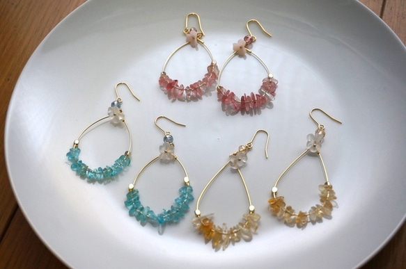翡翠 紅翡 天然石 フープ ピアス 翡翠 紅翡 天然石 フープ ピアス - アクセサリー工場 直営 店