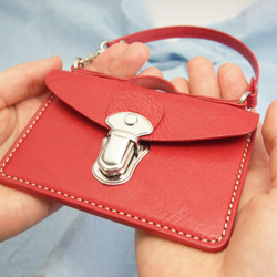 カード専用バッグ　パスケース　赤 2枚目の画像