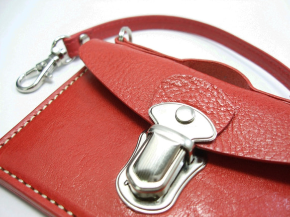 カード専用バッグ　パスケース　赤 6枚目の画像