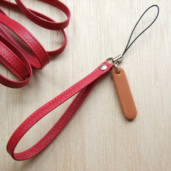 プレートストラップ　本革　レッド 1枚目の画像
