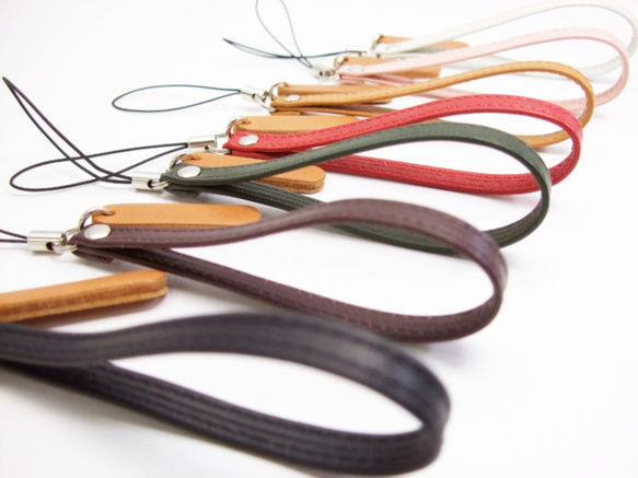 プレートストラップ　本革　ホワイト 4枚目の画像