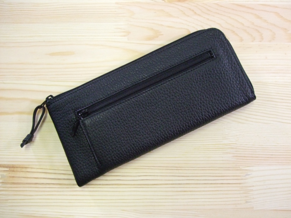 フラット札入れ　長財布　本革　黒