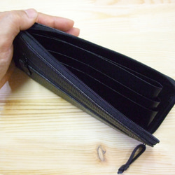 フラット札入れ　長財布　本革　黒 2枚目の画像