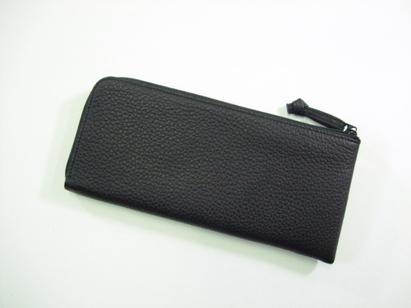 フラット札入れ　長財布　本革　黒 3枚目の画像