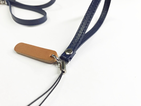 プレートストラップ　本革　ネイビー 6枚目の画像