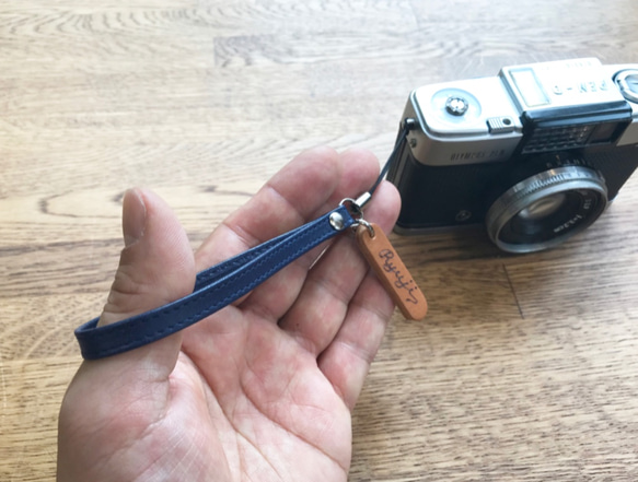 プレートストラップ　本革　ネイビー 5枚目の画像