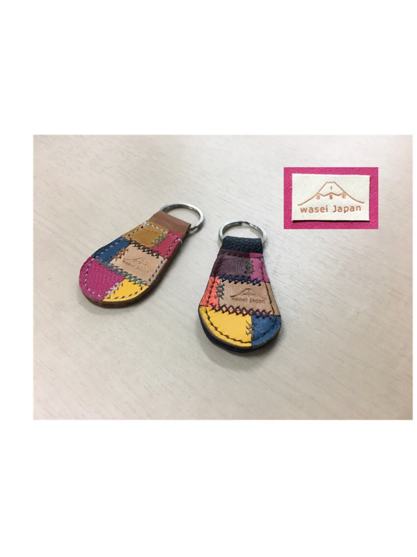 レザー パッチワーク キーリング