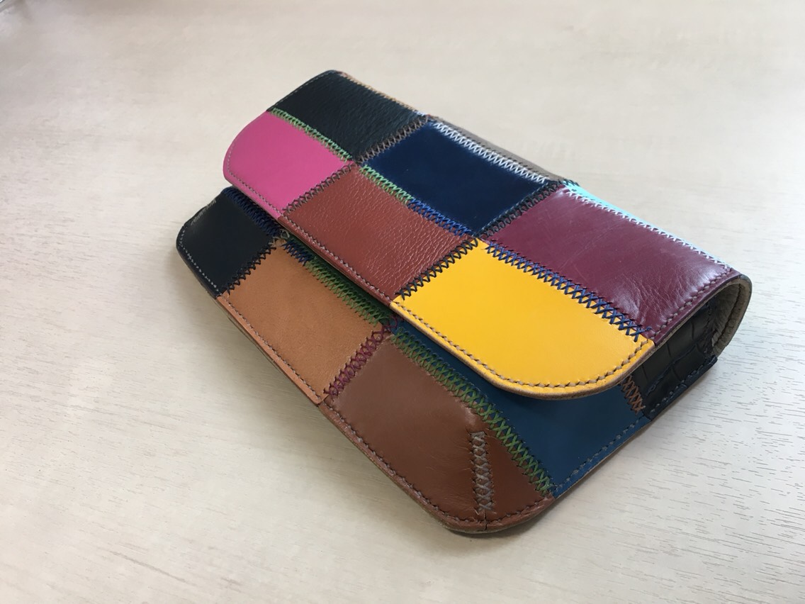 レザー パッチワーククラッチバッグ