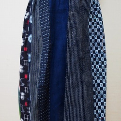◆古布藍染木綿絣色々な絣の組み合わせ・巻きスカート 3枚目の画像