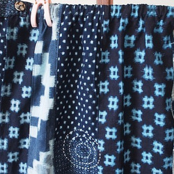 ◆古布藍染木綿絣色々な絣の組み合わせ・巻きスカート長さ63ｃｍ ② 2枚目の画像