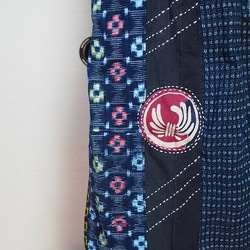 ◆古布藍染木綿絣色々な絣の組み合わせ・巻きスカート長さ65ｃｍ 4枚目の画像