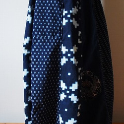 ◆古布・手織り藍染絣・12枚ハギ・二本ゴム・ロングスカート◆ 9枚目の画像