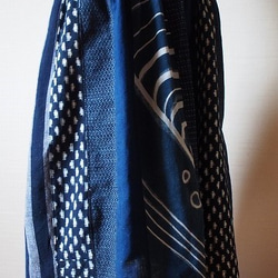 ◆古布藍染木綿絣色々な絣の組み合わせ・巻きスカート長さ61ｃｍ 9枚目の画像