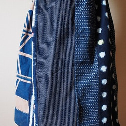 ◆古布藍染木綿絣色々な絣の組み合わせ・巻きスカート長さ58ｃｍ 4枚目の画像