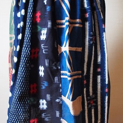 ◆古布藍染木綿絣色々な絣の組み合わせ・巻きスカート長さ58ｃｍ 6枚目の画像