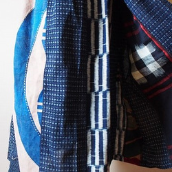 ◆古布藍染木綿絣色々な絣の組み合わせ・巻きスカート長さ60ｃｍ 2枚目の画像