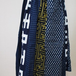 ◆古布藍染木綿絣色々な絣の組み合わせ・巻きスカート長さ50ｃｍ　① 4枚目の画像