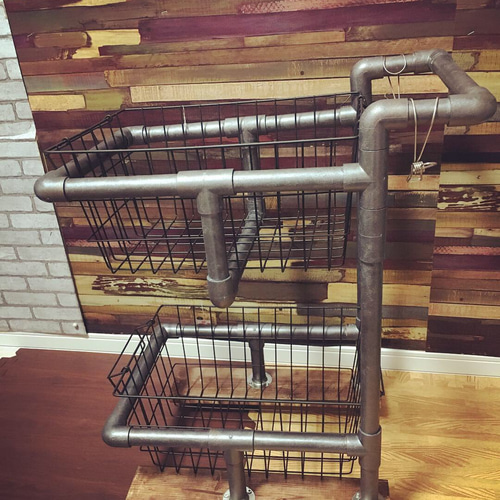 受注製作】インダストリアル風 インテリア 雑貨 ショッピングカート 棚